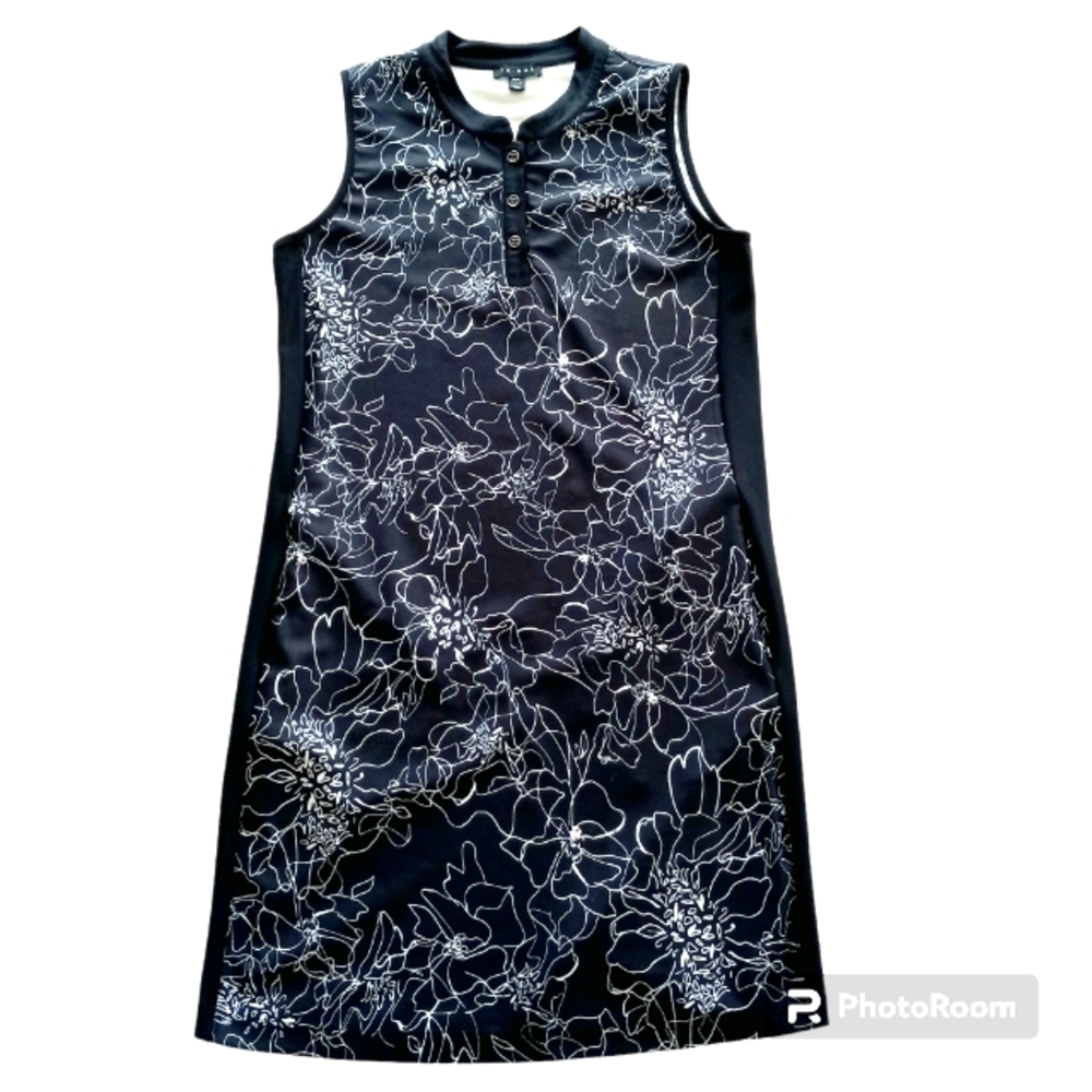 Tribal women's black/white floral midi sleeveless golf dress M